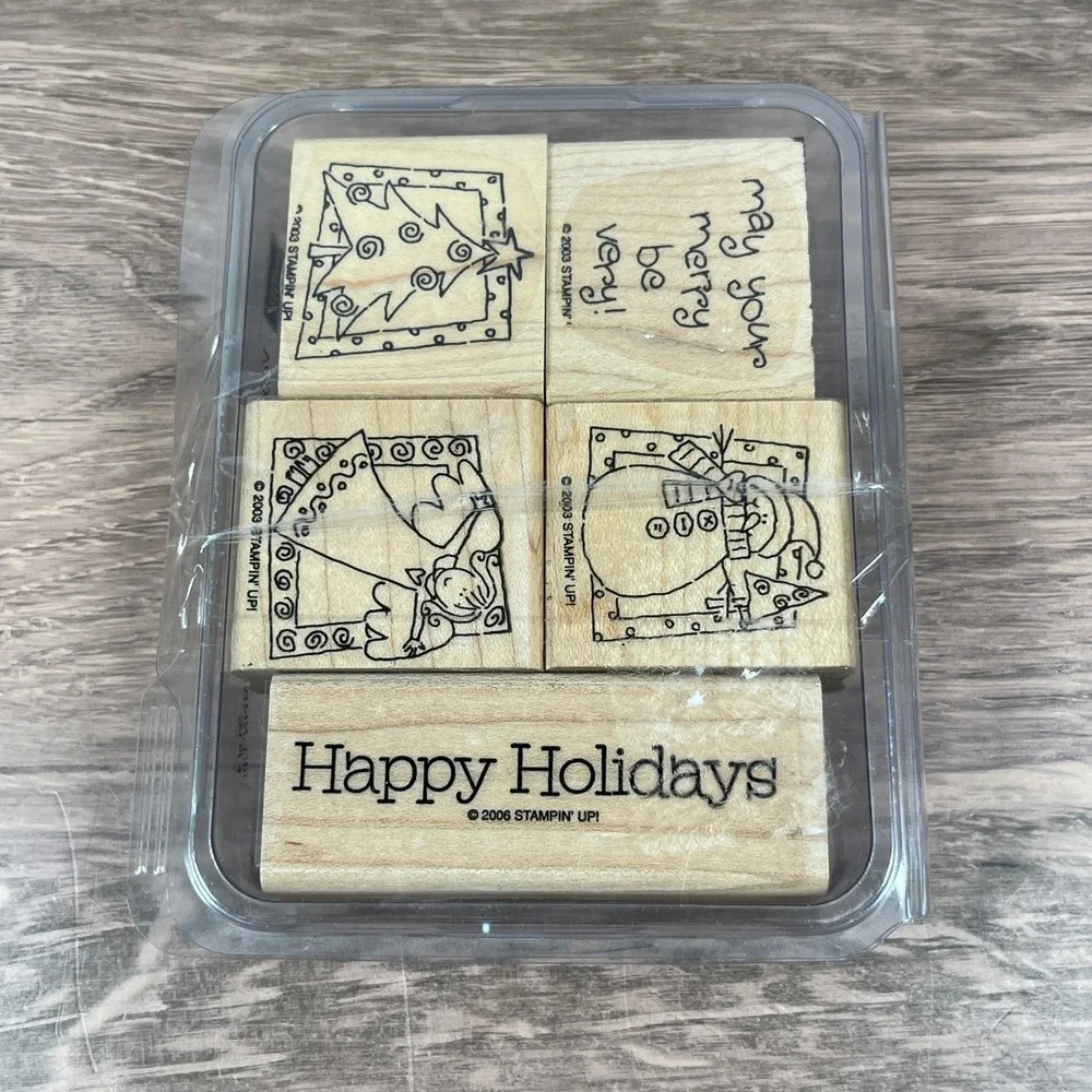 Vintage Stampin Up Christmas Rubber Stamp Lot 25pc Wood Block Holiday Winter